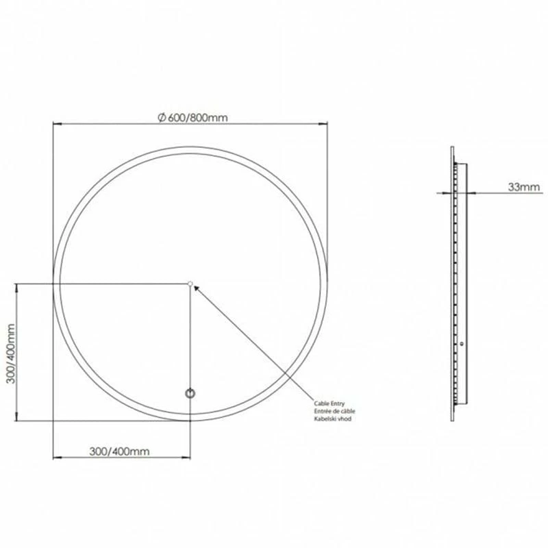 Sensio Como Round Backlit Colour Changeable LED Mirror 600x35mm - SE30682C0 4 Sensio Como Round Backlit Colour Changeable LED Mirror 600x35mm - SE30682C0 - Image 4