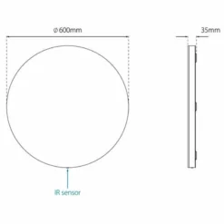 Sensio Luna Round Acrylic Border Diffused LED Mirror 600x30mm - SE30683C0 7 Sensio Luna Round Acrylic Border Diffused LED Mirror 600x30mm - SE30683C0 -IDEAL STANDARD Shop s e sensio se30683c0 dims