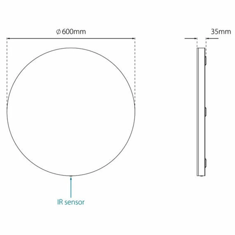 Sensio Luna Round Acrylic Border Diffused LED Mirror 600x30mm - SE30683C0 4 Sensio Luna Round Acrylic Border Diffused LED Mirror 600x30mm - SE30683C0 - Image 4