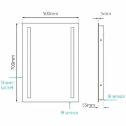 Sensio Kai Plus LED Mirror 700x500x55mm - SE34195C0 -IDEAL STANDARD Shop s e sensio se34195c0 dims