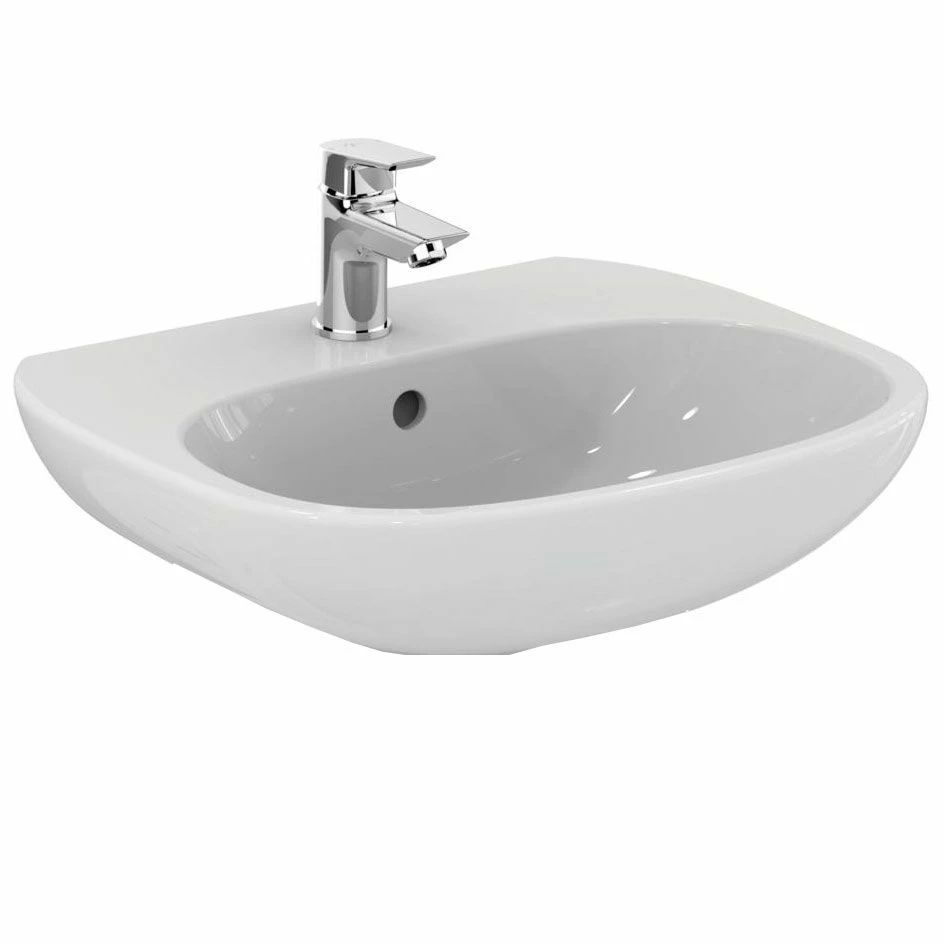 Ideal Standard Tesi 500mm Pedestal Basin 1 Tap Hole With Overflow - White - T031201 1 Ideal Standard Tesi 500mm Pedestal Basin 1 Tap Hole With Overflow - White - T031201