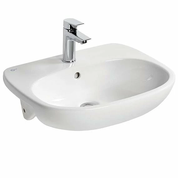 Ideal Standard Tesi 550mm Semi-Countertop Basin 1 Tap Hole With Overflow - White - T352601 1 Ideal Standard Tesi 550mm Semi-Countertop Basin 1 Tap Hole With Overflow - White - T352601