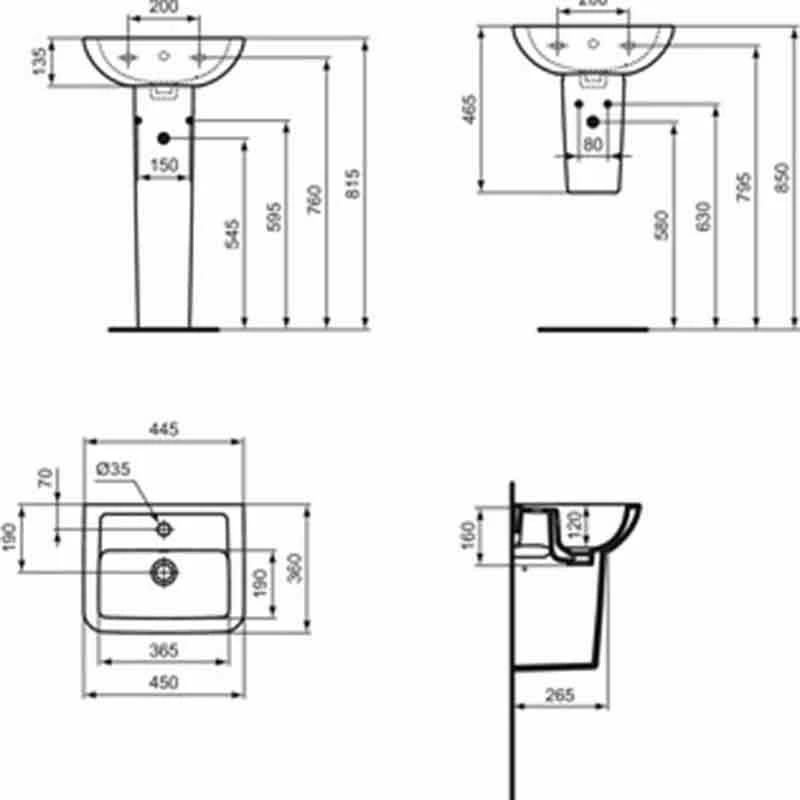 Ideal Standard Tempo Small Semi-Pedestal - T426701 2 Ideal Standard Tempo Small Semi-Pedestal - T426701 - Image 2