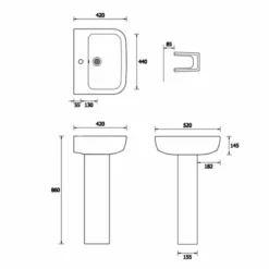 Essential Orchid 52cm Basin One Tap Hole - EC3001 -IDEAL STANDARD Shop tech 5 19