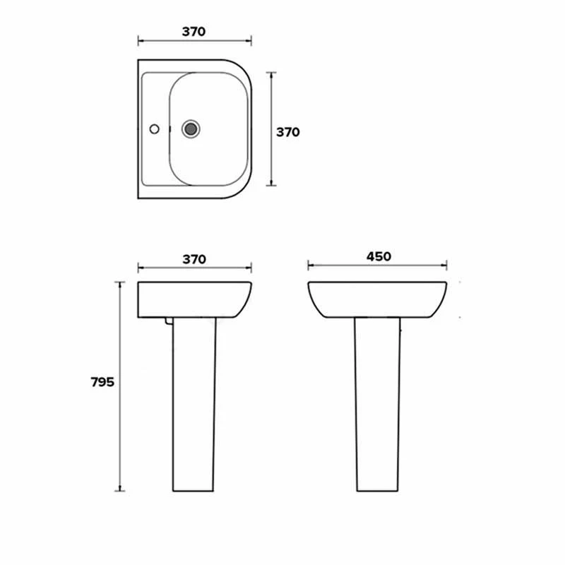 Essential FUCHSIA Pedestal Basin Only 450mm Wide 1 Tap Hole - EC4006 3 Essential FUCHSIA Pedestal Basin Only 450mm Wide 1 Tap Hole - EC4006 - Image 3