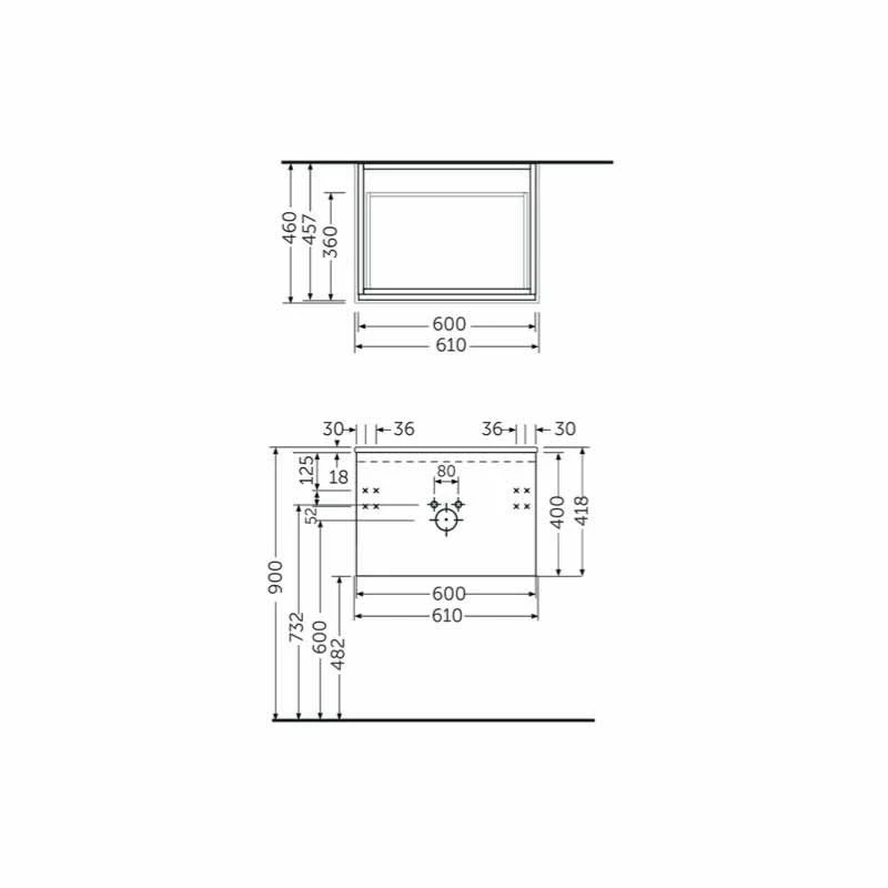 RAK Ceramics Joy Uno Wall Hung Vanity Unit 60cm - Scandinavian Oak - UNOWH060SOK 2 RAK Ceramics Joy Uno Wall Hung Vanity Unit 60cm - Scandinavian Oak - UNOWH060SOK - Image 2