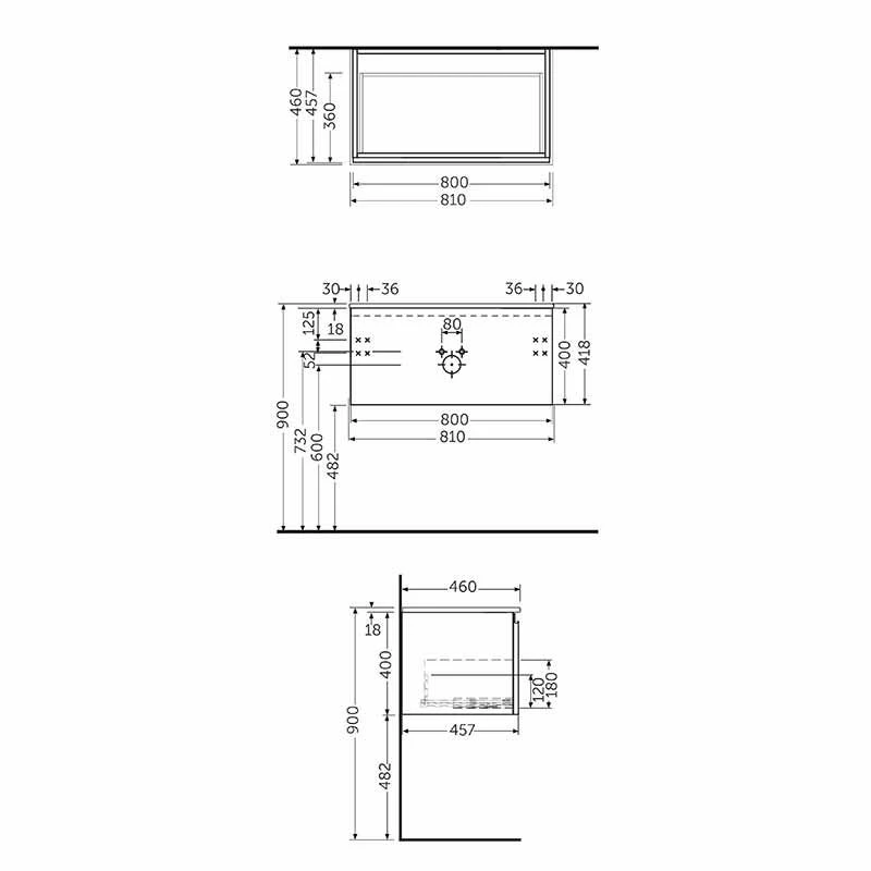 RAK Ceramics Joy Uno Wall Hung Vanity Unit 80cm - Pure White - UNOWH080PWH 2 RAK Ceramics Joy Uno Wall Hung Vanity Unit 80cm - Pure White - UNOWH080PWH - Image 2